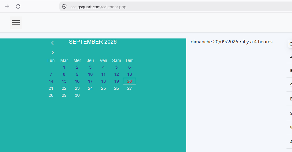 Vue mensuelle et liste des agents programmés pour le jour sélectionné.